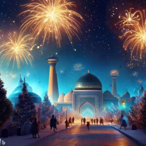 Capodanno in Uzbekistan, immagine fantastica creata da IA